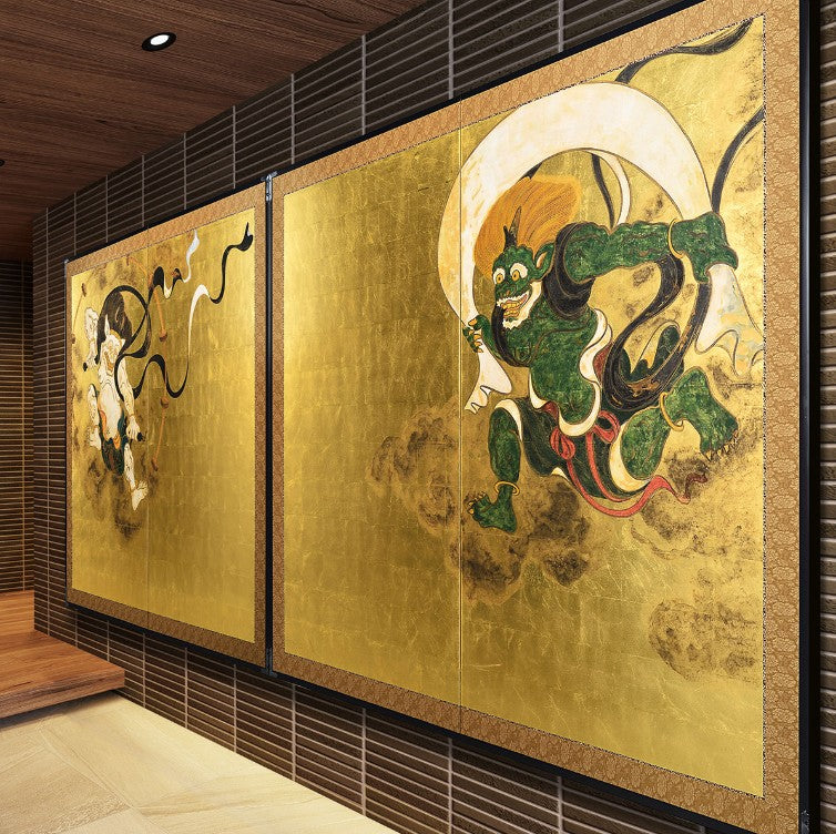 Fujin and Raijin Folding Screen (Pair)