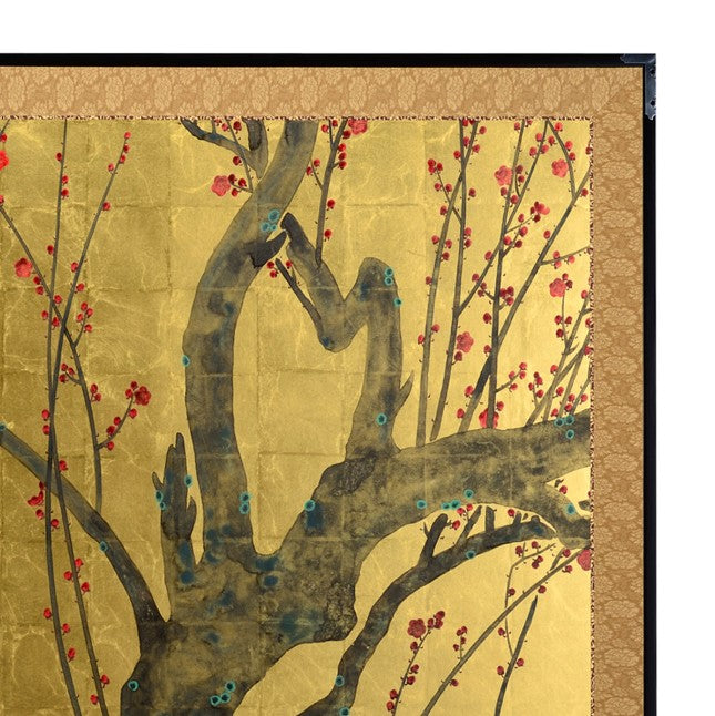 Folding Screen – Red & White Plum Blossoms (Pair)