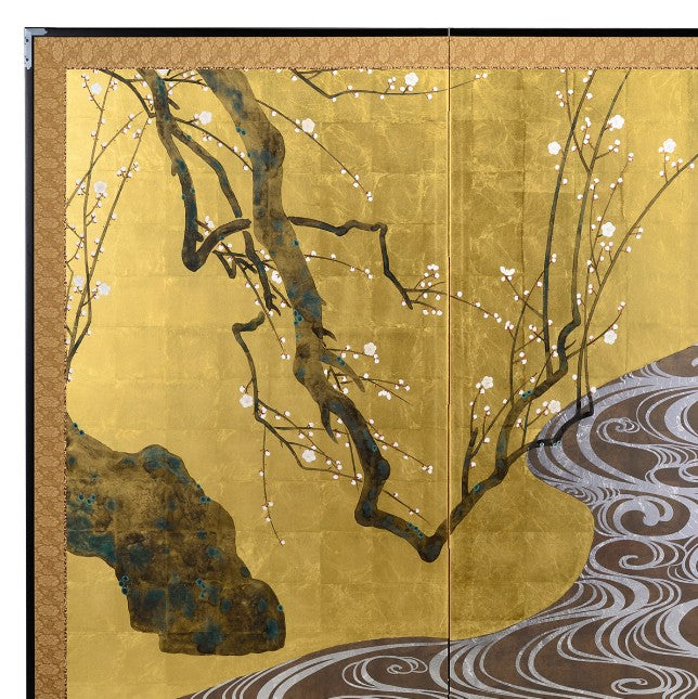 Folding Screen – Red & White Plum Blossoms (Pair)