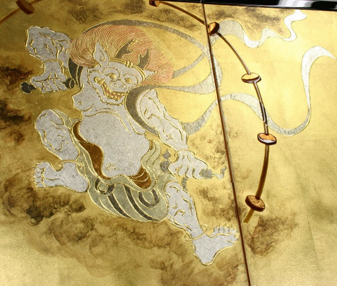 Folding Screen – Fujin and Raijin (Four-Panel, Compact)