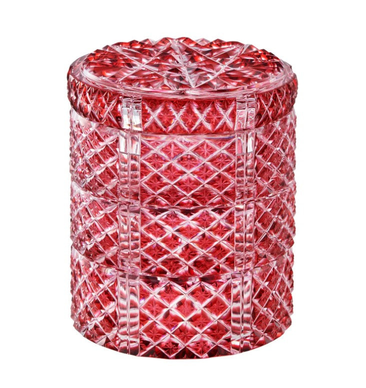 Three-Tier Lidded Vessel | Ruby Red