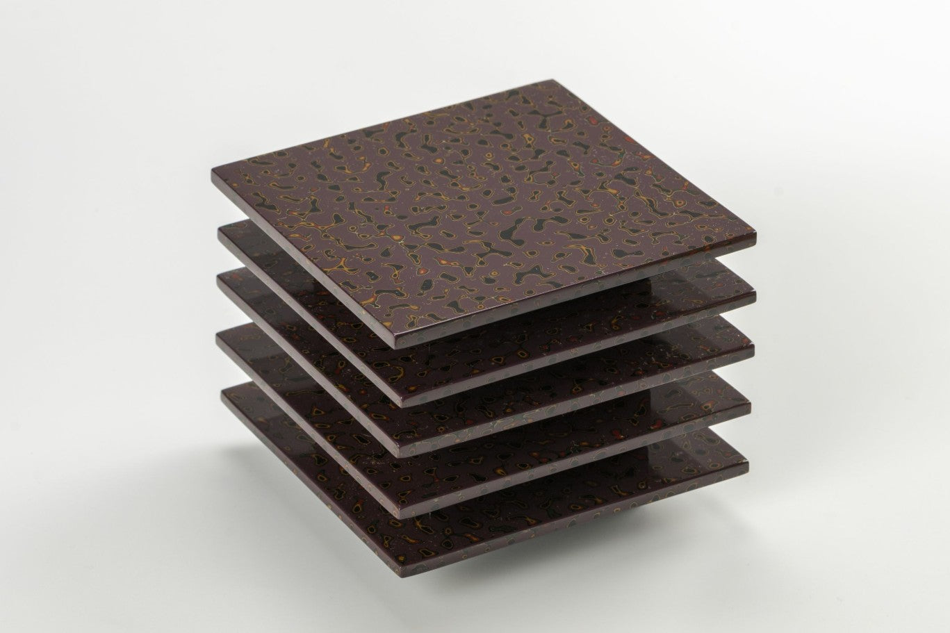 Square Individual Plates (Set of 5) – Kara-nuri Tsugaru Lacquer