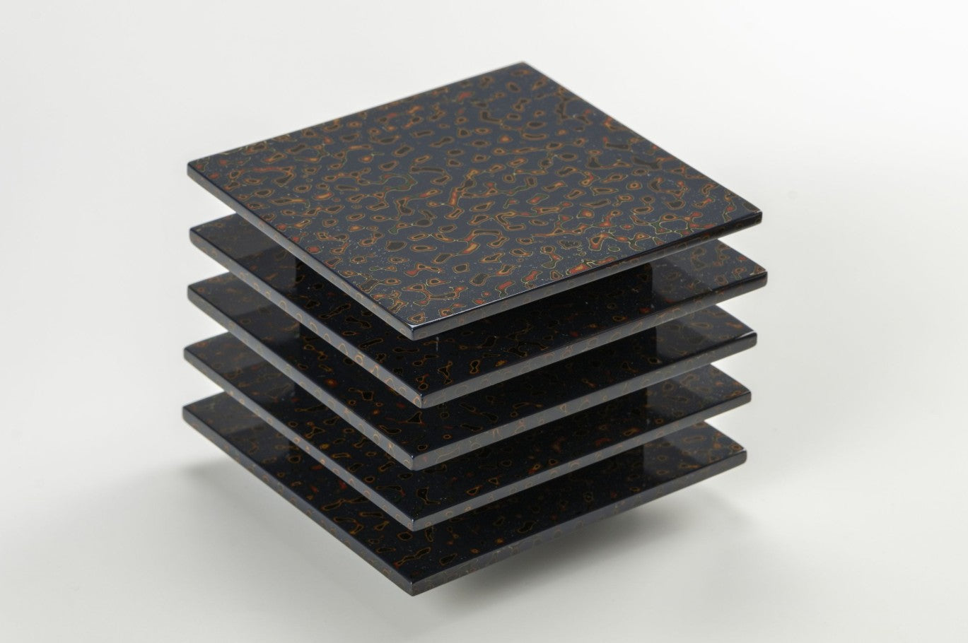 Square Individual Plates (Set of 5) – Kara-nuri Tsugaru Lacquer
