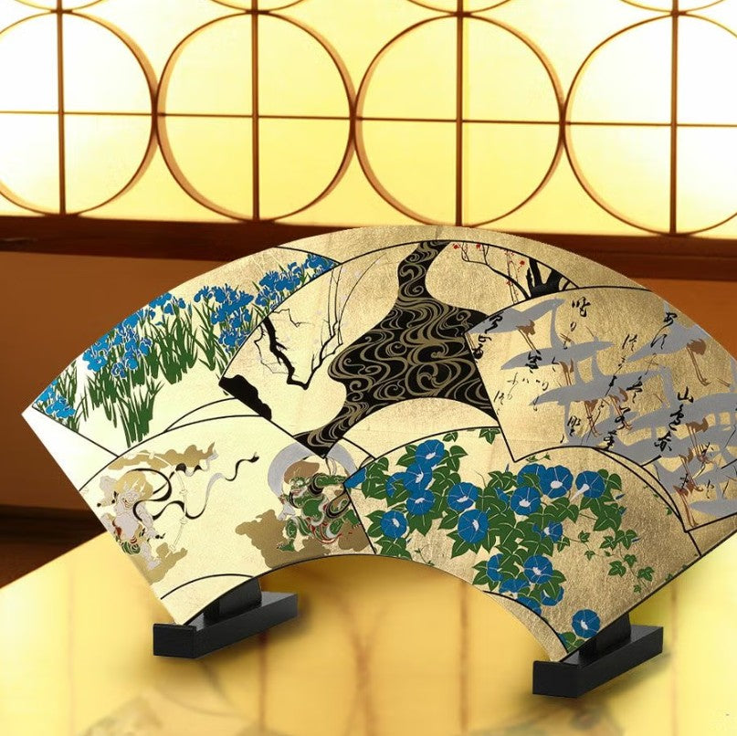 Fan-Shaped Maki-e Lacquer Art Panel | Rinpa Masterpieces