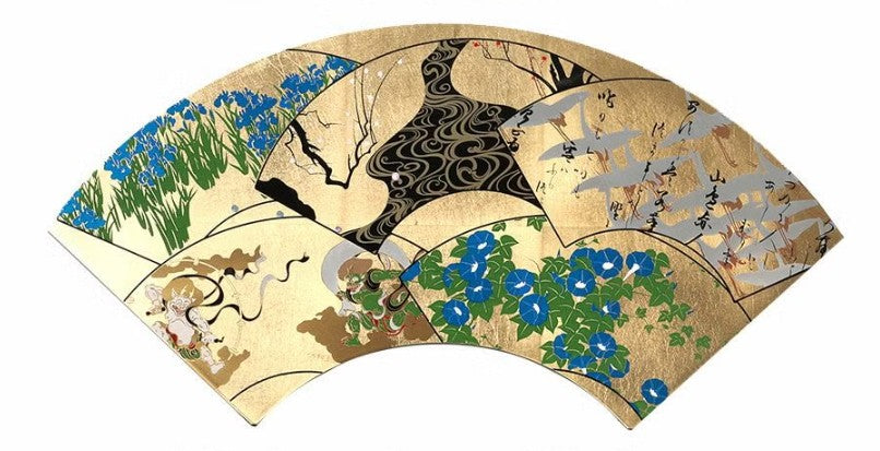 Fan-Shaped Maki-e Lacquer Art Panel | Rinpa Masterpieces
