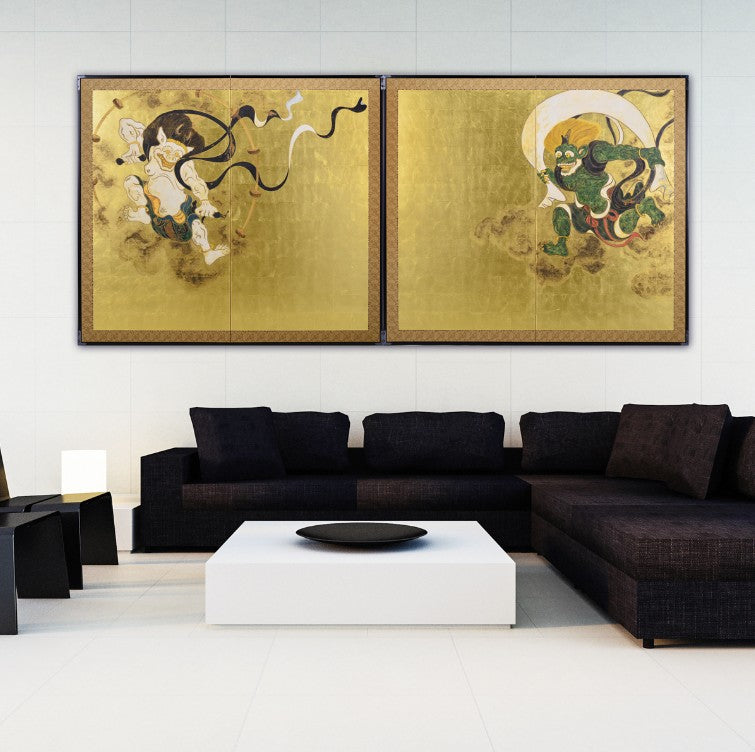 Fujin and Raijin Folding Screen (Pair)