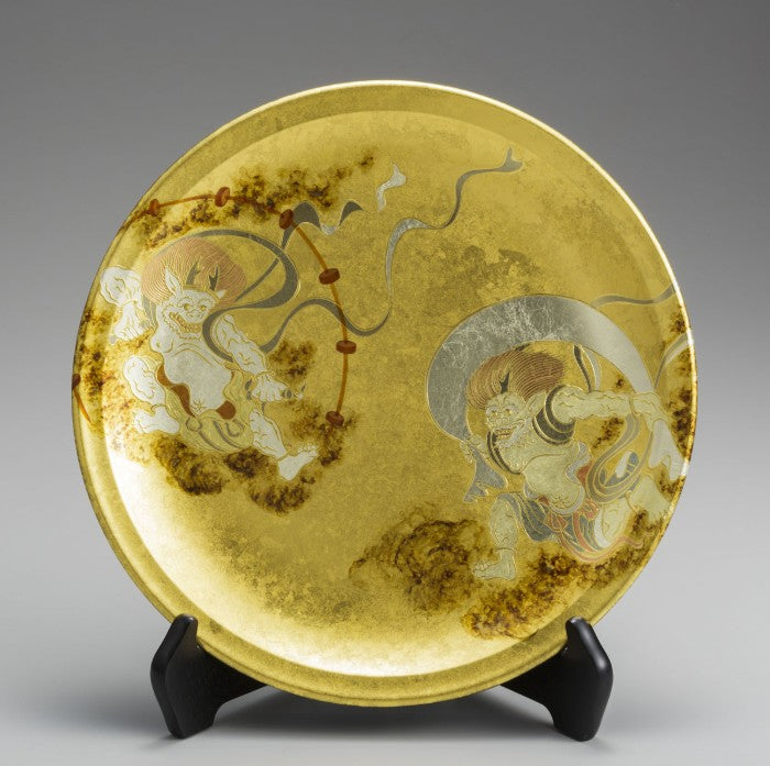 Decorative Art Plate – Fujin & Raijin (Gold Leaf)