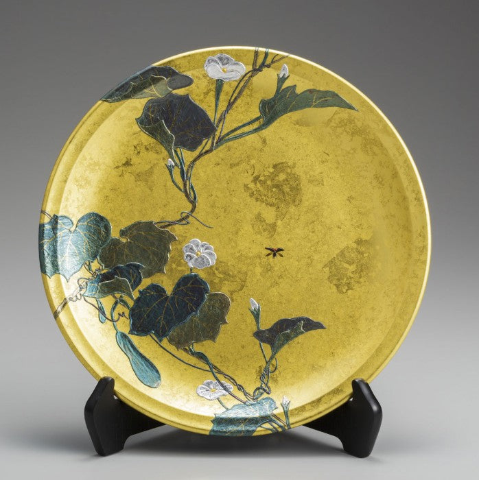 Decorative Art Plate – Moonflower & Fireflies (Gold Leaf)