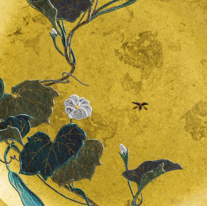 Decorative Art Plate – Moonflower & Fireflies (Gold Leaf)