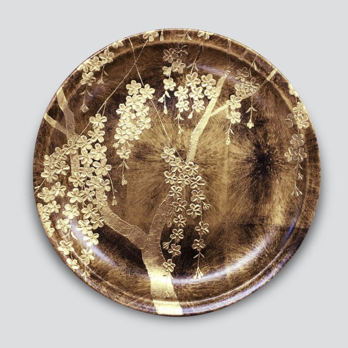 Decorative Art Plate – Weeping Cherry Blossom (Gold Leaf)