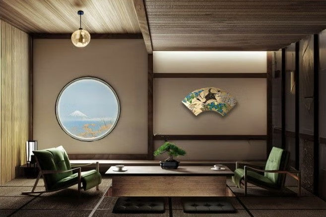 Fan-Shaped Maki-e Lacquer Art Panel | Rinpa Masterpieces