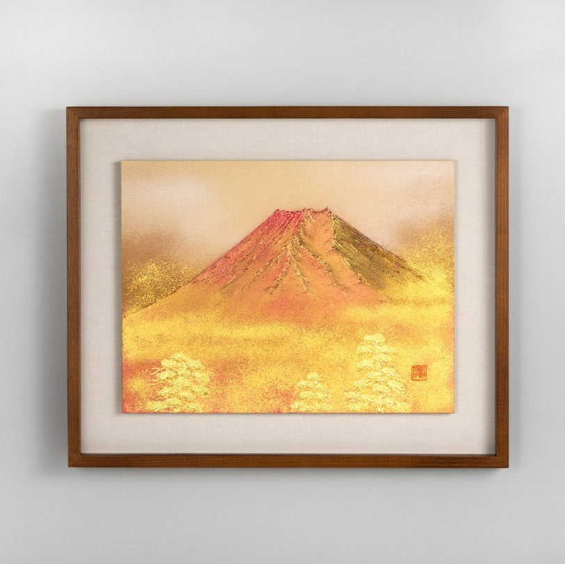 Framed Artwork – Red Fuji (Gilded Relief Art)